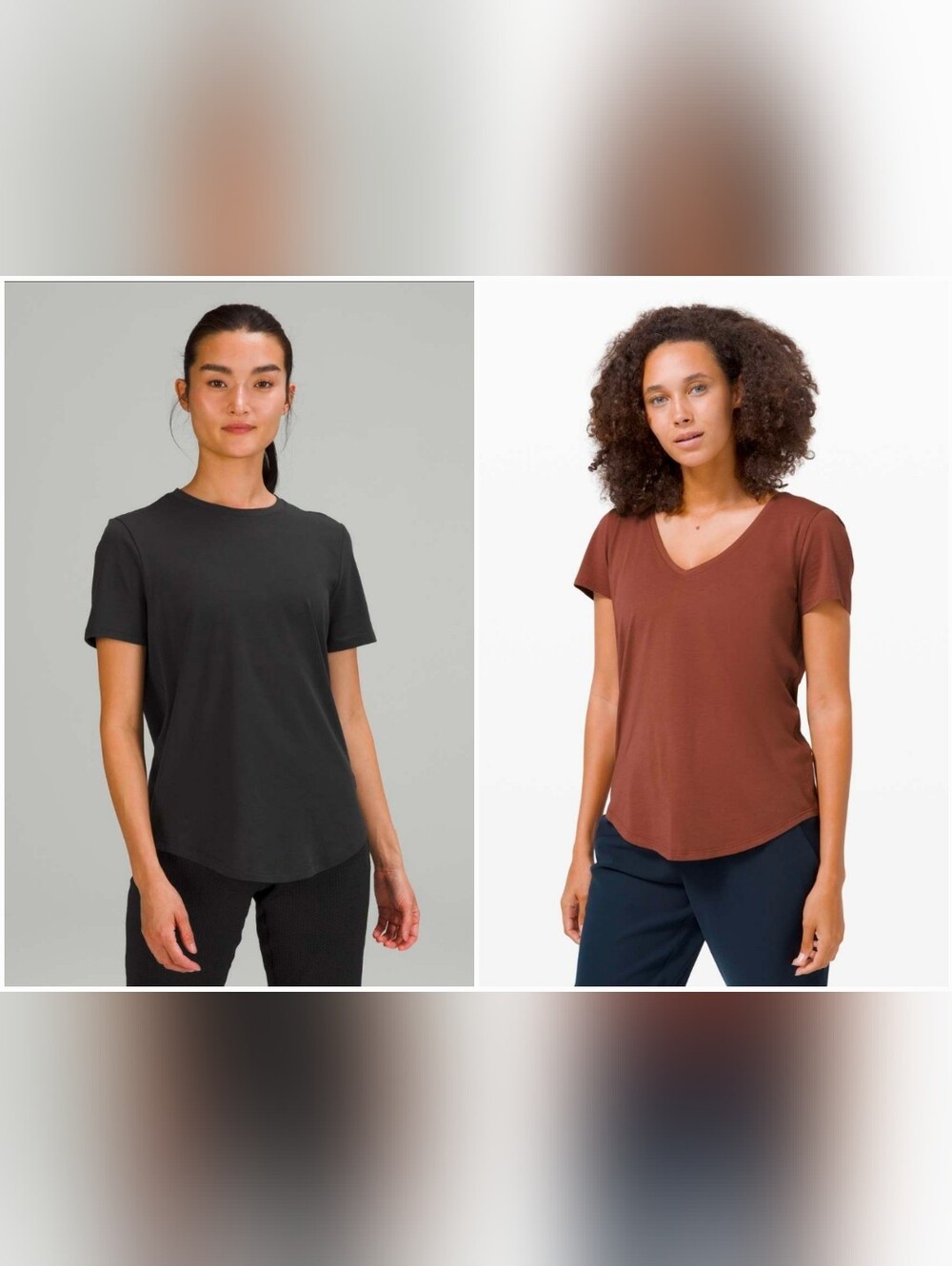 2x Love Tees 6 Copper & Grey Cotton Like New sz 6 T-shirt V neck & Scoop Neck